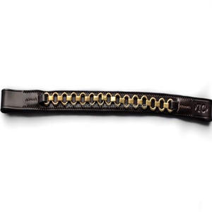 Bande à sourcils en cuir pour femmes, accessoire à longueur ajustable, durable et robuste, avec chaîne en métal argenté de styliste et boucles cousues - Product Image 5