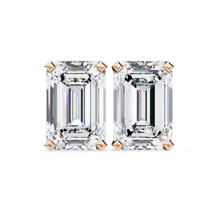18K Gold <b>Stud</b> Earrings with <b>Emerald</b> Cut Lab-Grown Diamond Beautiful Geometric Design in Yellow Rose or White Gold - Product Image 4