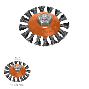 Spazzola Obliqua in Acciaio Intrecciato O/ 100 mm. x 10 mm. Filettatura M14 / Filo O/ 0,30 mm. - Product Image 2