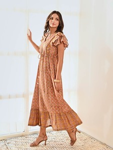 Vestido largo indio de algodón con bloque de mano, vestido personalizado para novia, boda, luna de miel, regalo, ropa de verano, vestido con estampado floral, regalo para ella - Product Image 4