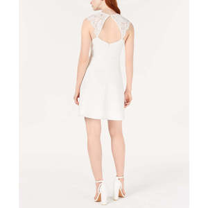 ชุดเดรสค็อกเทลทรงเอไลน์เปิดหลังสำหรับผู้หญิง ไซส์ X-Small สีขาว แต่งขอบด้วยลูกไม้ 19 - Product Image 2