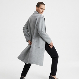 Top Selling Women's Wool <b>Trench</b> <b>Coat</b> Long Solid Color Notched Collar Full Sleeve Keep Warm Outerwear - Product Image 5