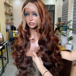 Extensiones de cabello humano vietnamita de alta calidad, peluca frontal de encaje con peinado ondulado, cabello natural y de colores mezclados, proveedor de Vietnam - Product Image 1