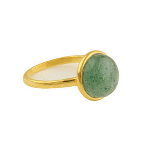 Alta calidad 10mm verde Aventurina piedra preciosa 18K oro y delicados anillos de plata esterlina chapado en rodio fino para mujeres lote al por mayor - Product Image 3