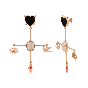 Pendiente de gota de piedras preciosas multicolor curvo de coral de Plata de Ley 925 chapado en oro macizo de alta calidad para damas y niñas - Product Image 4