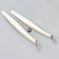 Ücretsiz özel Logo 90 derece eğimli İpucu paslanmaz çelik kirpik hacmi Fiber ucu kirpik cımbız ile elmas kavrama EyelashTweezers