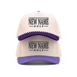 Private Label Performance Two Tone Sport Golf <b>Caps</b> 5 Panel Structured Vintage Style Custom Logo Custom Twisted Rope Back Buckle - Product Image 1