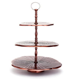 Soporte de pastel de 2 niveles de mármol y madera decorativo de latón AK con Pilar de Metal soporte de pastel de diseño atractivo para ocasiones especiales - Product Image 5