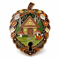 Broche personnalisée en émail motif citrouille et trou de serrure, renard de la forêt, en alliage de zinc plaqué or, imitation antique moderne, pour costume