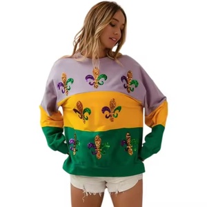 Pullover a girocollo a manica intera stampato personalizzato all'ingrosso felpa lavorata a maglia ricamata e lavata con Logo anteriore - Product Image 1