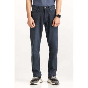 กางเกงยีนส์ทรงตรงเอวกลาง สีเข้มฟอกหินและย้อมสีเรียบ สไตล์กางเกงทรงดินสอ สำหรับฤดูหนาว ทรงสกินนี่ สีซีดแบบฟอก - Product Image 1