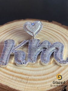 Colgante personalizado de Plata de Ley 925 para hombre, Baguette brillante, diamantes cultivados en laboratorio, nueva carta helada contemporánea, fiestas de HipHop - Product Image 5