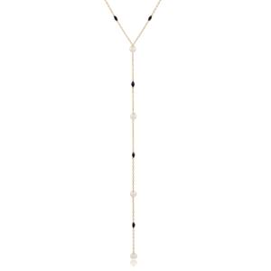 Collar con Colgante en Forma de Y con Perla Redonda de Esmalte Negro, Diseño Turco Hecho a Mano, Joyería de Plata de Ley 925 - Product Image 3