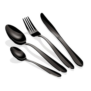 Cubiertos negros de acero inoxidable Royal Portugal, estilo moderno, acabado mate, juego de cubiertos para restaurante o boda. - Product Image 3