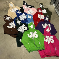 Sweat-shirt à capuche zippé intégral personnalisé pour homme, en molleton de coton oversize, imprimé en relief, anti-boulochage, respirant, séchage rapide, grandes tailles