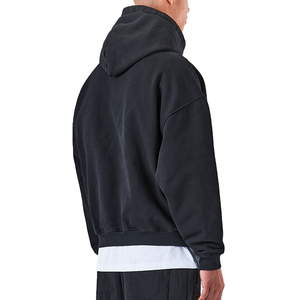 Pull à capuche court de luxe uni vierge de haute qualité Sweat à capuche personnalisé avec impression de bouffée de poudre pour hommes - Product Image 4