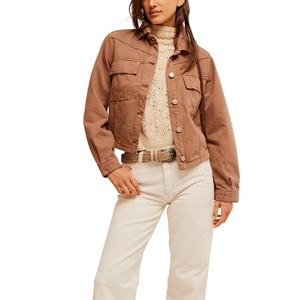 Chaqueta Vaquera Corta para Mujer, Elegante, con Cierre de Botones, Forro de Algodón Transpirable, Diseño Teñido Otoñal, para Invierno - Product Image 3