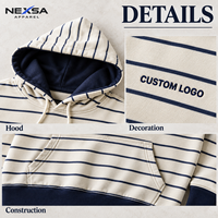 Sweat à capuche rayé moderne pour homme OEM, personnalisable avec logo, vente en gros, marque privée, vêtements décontractés pour le style urbain quotidien