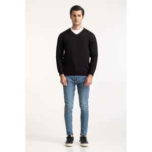 Pull à col en V pour homme, taille plus, style décontracté, manches régulières, AMN-SWT-WS24-002 - Product Image 1