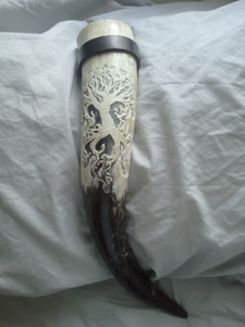 ฮอร์นดื่มไวกิ้งงานฝีมือธรรมชาติสไตล์สัตว์แกะสลักเป็นมิตรต่อสิ่งแวดล้อมสำหรับตกแต่งบ้านโค้ง - Product Image 3