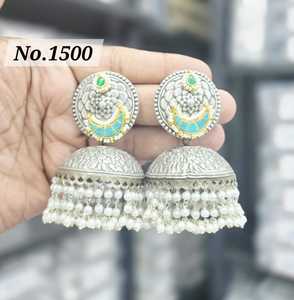 Monalisa Stone <b>Jhumka</b> Earrings Vintage Antique Earrings Luxury Vintage Gold Earrings Wholesale - Product Image 4