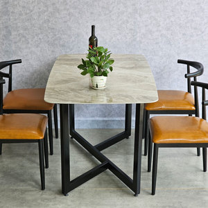 CBBA123 Juego de Comedor Rectangular Moderno, Mesa de 140x80cm con Superficie de Cerámica y 4 Sillas Hechas de Mármol - Product Image 4