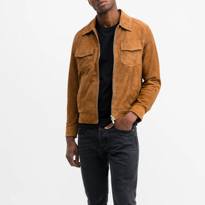 Chaqueta Bomber de Gamuza para Hombre con Logotipo Personalizado, Estilo Vintage, Fabricada en Piel de Camello, Chaqueta Universitaria de Gamuza para Invierno - Product Image 4