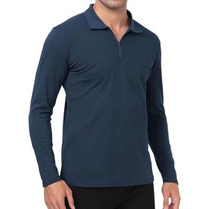 Nueva llegada algodón de talla grande verano Casual Top con manga corta sólido 2025 hombres media cremallera Golf para Polos OEM personalizado - Product Image 3