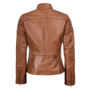 Chaqueta de Motocicleta de Cuero para Mujer, 100% de Alta Calidad, Transpirable, de Piel de Cordero Auténtica, Elegante - Product Image 4