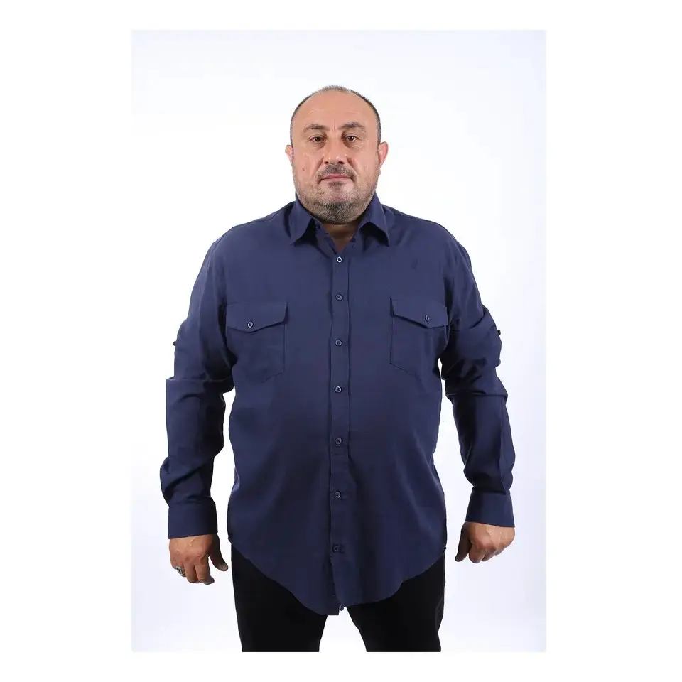 Chemise élégante décontractée en coton de couleur marine pour homme, haut de qualité supérieure, grande taille