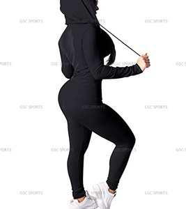 Women 2 Piece Outfits Hoodie Long Sleeve Zip up Jackets and Long <b>Pants</b> Tracksuit Sets High Quality Track Suit with Customization - Product Image 2