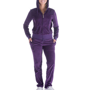 Survêtement en velours à capuche avec poches avant Sweat à capuche à fermeture éclair Pantalon en velours de haute qualité Prix bon marché Fournisseurs personnalisés et ensemble de joggers - Product Image 4
