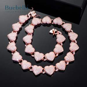 Vente flash Collier ras du cou cubain en argent sterling 925 de 10 mm en forme de cœur pour femmes Style hip-hop Mariage Moissanite - Product Image 3