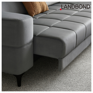 Divano Letto Multifunzione di Lusso in Tessuto Grigio, Moderno a Forma di L, Elettrico, per Soggiorno di Villa - Product Image 3