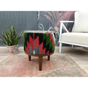 Handmade Moroccan Tabouret <b>Pouf</b> Ottoman Boho Decorative <b>Footstool</b> Cushion Traditional Berber Home Living Room Furniture - Product Image 1