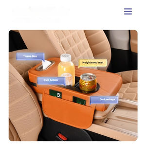 Coussin d'accoudoir de voiture Boîte à mouchoirs multifonctionnelle Double porte-gobelet Coussin d'appoint intérieur en cuir universel Standard Fit - Product Image 5