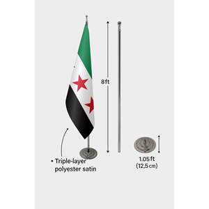 Personnalisé # 3x5 pieds #   Drapeau de la Syrie - Drapeau officiel de l'intérieur avec mât en aluminium et logo personnalisé (imprimé sur coton, nylon, plastique, soie) - Product Image 6