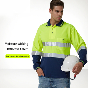 Ropa DE SEGURIDAD reflectante, camiseta Polo de trabajo de seguridad de alta visibilidad, tela que absorbe la humedad, polos reflectantes brillantes calentados - Product Image 3