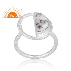 Nueva tendencia anillo de piedras preciosas de dendrita Natural de plata esterlina joyería personalizada para mujeres regalo para ella - Product Image 1