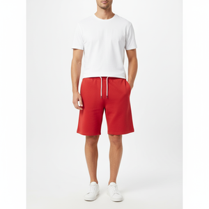 กางเกงขาสั้นผู้ชายผ้าฟลีซเทอร์100% ผ้าฝ้ายเนื้อผ้าระบายอากาศได้ดีมีเชือกผูกสำหรับใส่วิ่ง - Product Image 6