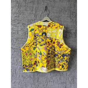 Veste kimono matelassée en coton faite à la main, imprimé floral, style bohème, à porter comme vêtement d'extérieur - Product Image 5