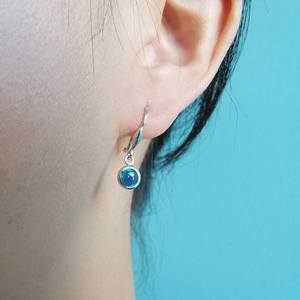 Boucles d'oreilles pendantes rondes en opale australienne triple, argent sterling 925, opale véritable, boucles d'oreilles pendantes, pierre de naissance d'octobre, cadeau pour elle - Product Image 5