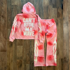 เสื้อสเวตเตอร์โอเวอร์ไซส์ซักได้มีฮู้ด600แกรมสีชมพูซีดจางพร้อมกรดเหมาะกับการจ็อกเกอร์และชุดเสื้อผ้ามีฮู้ดผ้าคอตตอนมีซิป500ตามสั่ง - Product Image 2