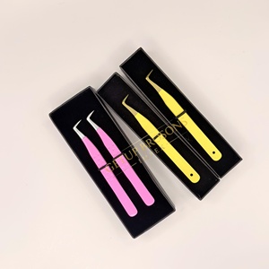 Meilleures pinces à cils anti-magnétiques GETUP BROSONS IMPEX 90 jaunes et roses, revêtement poudré argenté, acier inoxydable, pointe lisse - Product Image 5