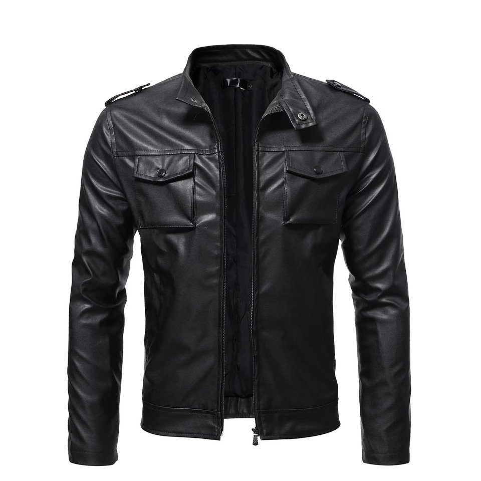 Winter Slim Stand Collar Canvas Leather Jackets For Men Factory Direct Heavy Duty Quilted Outerwear