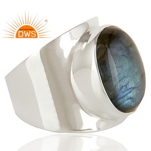 Nouvellement conception 925 en argent sterling naturel Labradorite pierres précieuses déclaration anneau personnalisé bijoux fabricant - Product Image 3