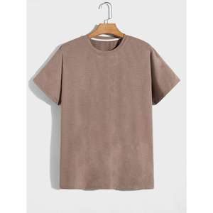 เสื้อยืดลำลองสีน้ำเงินเข้มของผู้ชายเสื้อยืดทรงพอดีตัวปกติเสื้อยืดสีพื้นซักได้ครึ่งแขนทนทานดีที่สุดผลิตในอินเดีย - Product Image 4