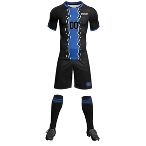 Custom Sublimation <b>Black</b> Blue Soccer Jersey Set High Quality Breathable Quick Dry Team Football Uniform Kit with <b>Socks</b> for <b>Men</b> - Product Image 3