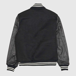 Veste universitaire de haute qualité pour hommes avec broderie personnalisée col montant manches en cuir coupe-vent veste de baseball pour hommes - Product Image 2