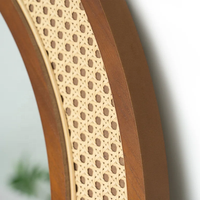 Miroir sur pied rond en rotin décoratif SWT 2026, 4 mm, style contemporain avec dos en MDF pour la décoration intérieure et les cadeaux